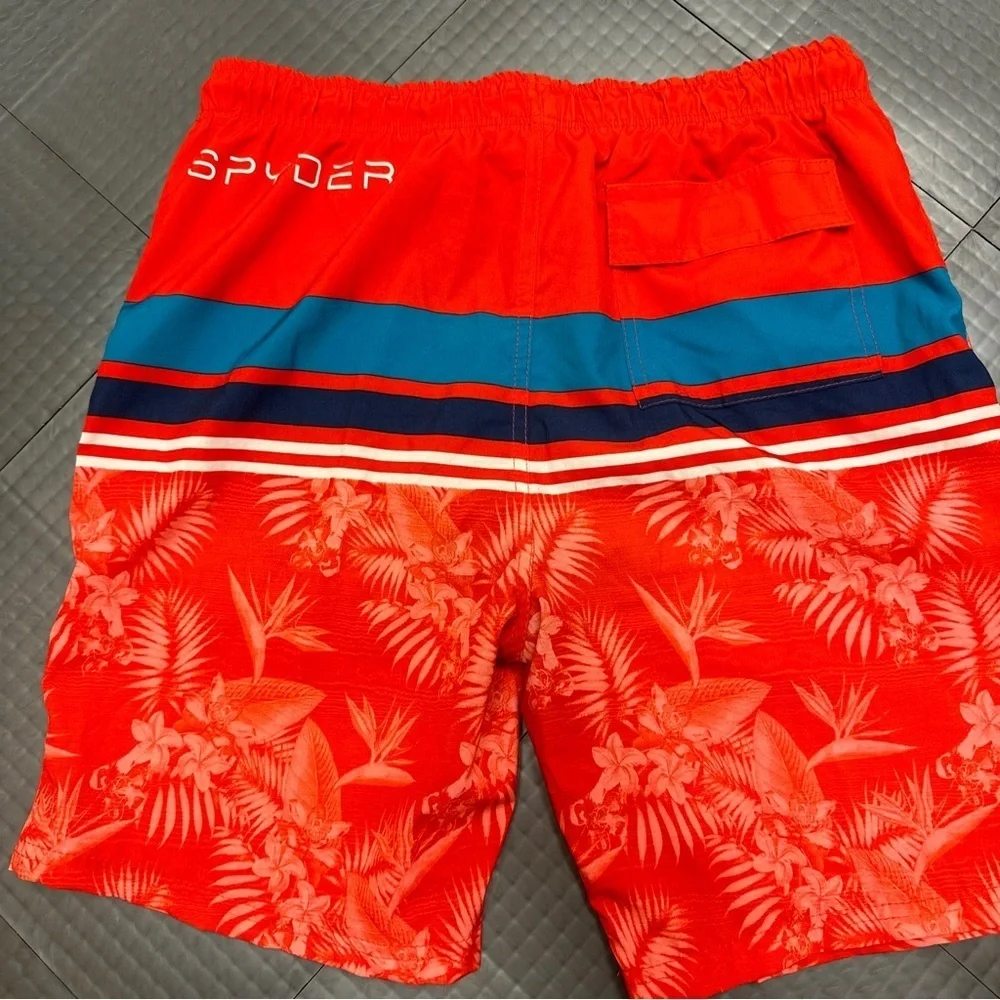 Spyder Youth Boys Swim Trunks Size XLARGE 18-20, Blue/Red
